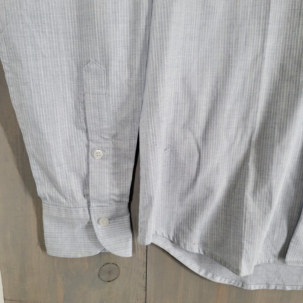 Sisley Button Down Shirt Mens Size M Blue Regular Fit Striped Cotton Stretch NEW